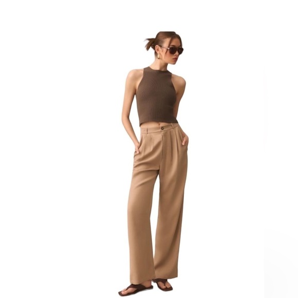 Anthropologie Tan Wide Leg Pants
